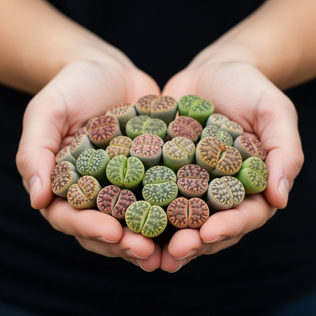 Pack of 20 Live Small Exotic Lithops Live Plants | Perfect for Lithops Starter, Great Terrarium Addition | Bare Root Without Soil or Pot, Easy to Grow and Ideal for Indoor/Outdoor Display