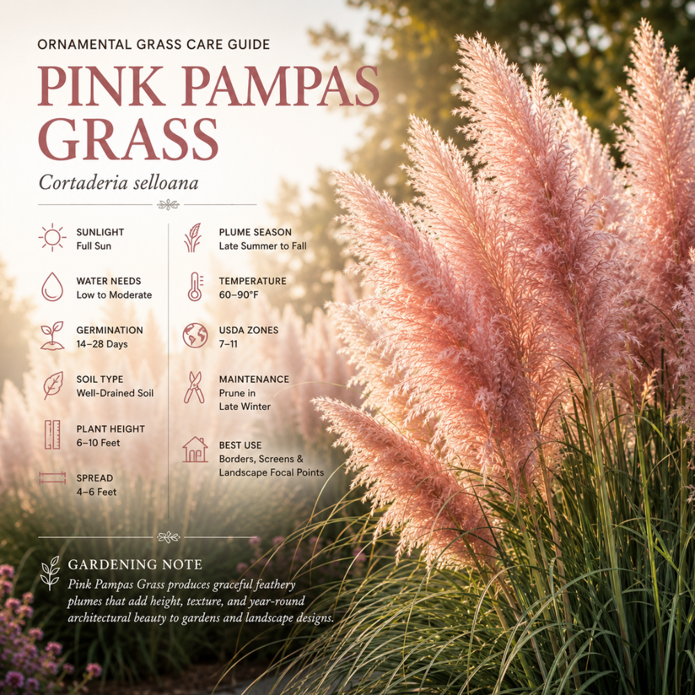 300 Heirloom Pampas Grass Seeds for Planting, Non-GMO Ornamental Decor for Outdoor Gardens, Sturdy Growth, Easy to Care