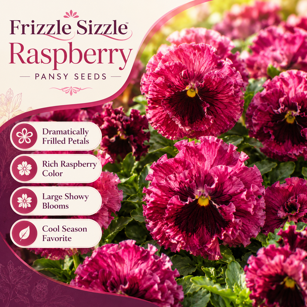 75 Frizzle Sizzle Pansy Seeds, Heirloom, Non-GMO Edible Flower Seeds, Charming Whimsical Ruffled Accent, Perfect Unique Seed Gift for Gardeners