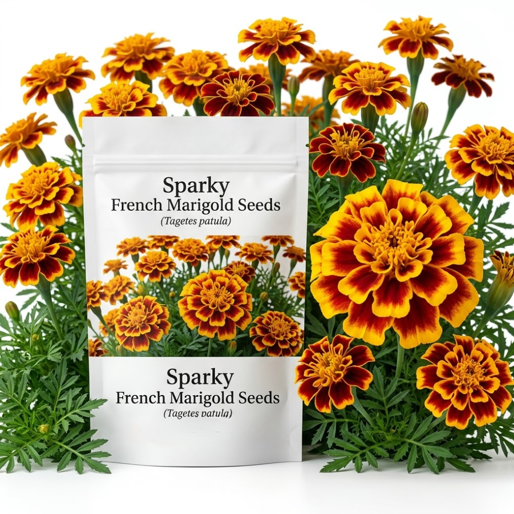 900 Pcs Sparky Marigold Seeds, Non-GMO Heirloom Flowers for Patios, Vigorous Growth, Low Maintenance Border Displays