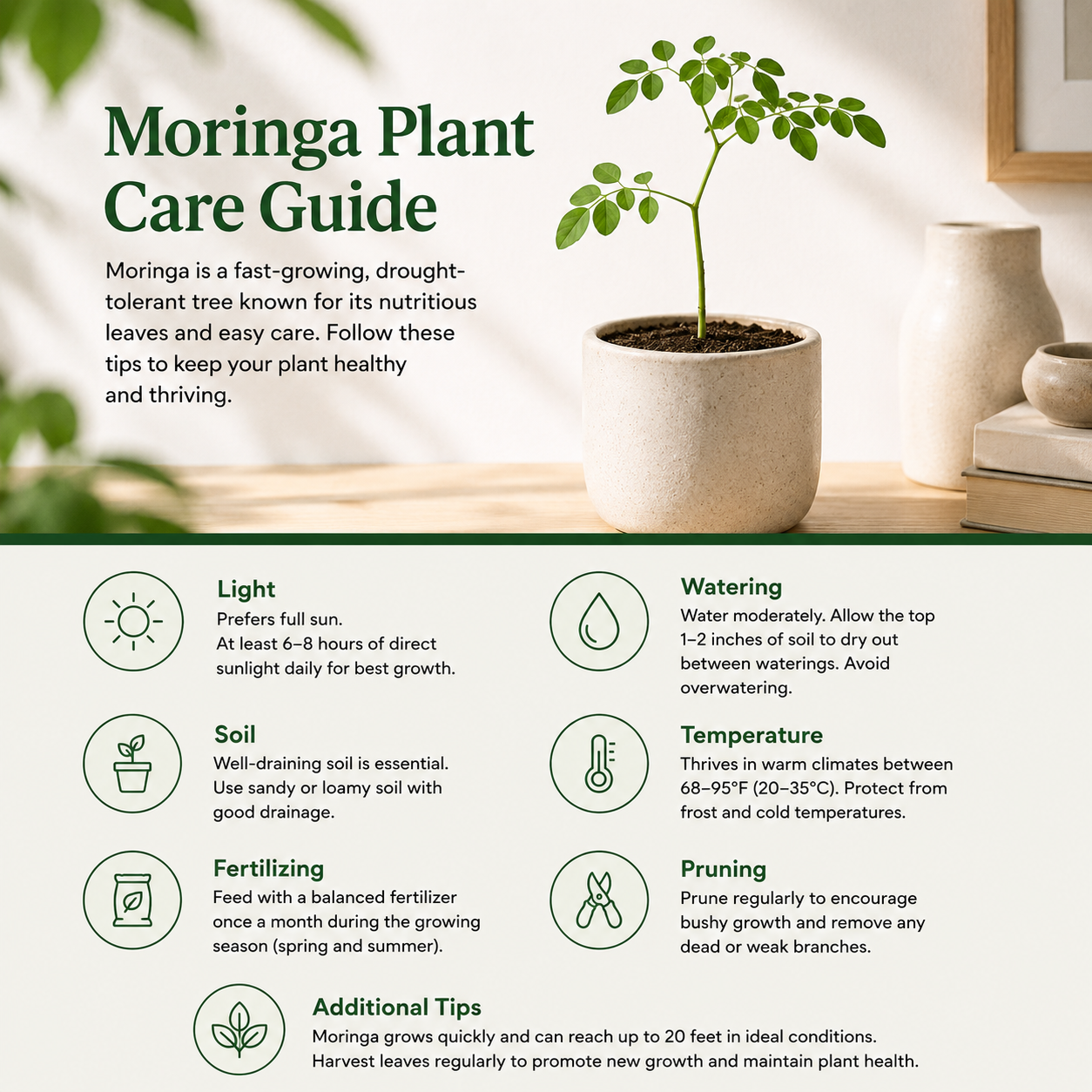 Moringa Tree Live Plant, 4-5 Inch Tall, Hardy, Easy Care, Fast Growing Drumstick Tree, Ideal for Home Gardening & Raised Beds