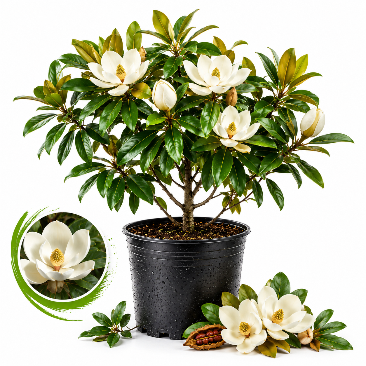 Sweetbay Magnolia Tree, 3 Gallon Potted Plant, 3 Ft Tall, High-Vigor Cold-Hardy Flowering Shrub for Home Landscapes, Tree for Wet Soils with Lemon-Scented Blossoms (No Ship to CA,HI,AK)
