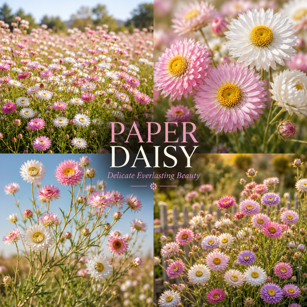 500 Pcs Paper Daisy Seeds for Planting Outdoors, Non-GMO Heirloom Everlasting Flowers, Low Maintenance Blooms for Cut Arrangements & Dried Floral Decor
