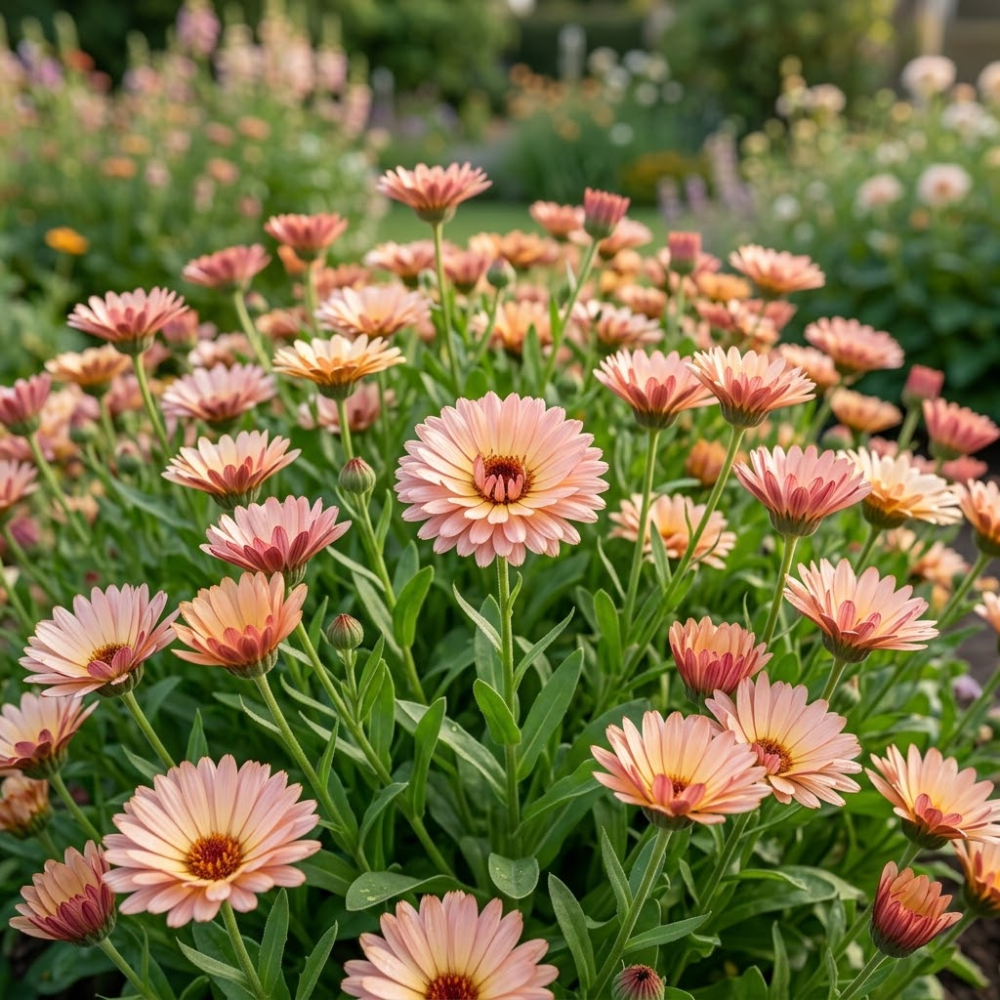 25 Pcs Strawberry Blonde Calendula Seeds, Heirloom Non-GMO Edible Flowers, Low Maintenance Peach & Pink Blooms for Yard Borders