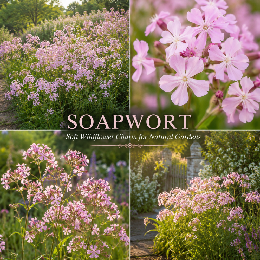 300 Pcs Pink Rock Soapwort Seeds, Heirloom Non-GMO Perennial Ground Cover, Low Maintenance Trailing Blooms for Yard Borders