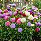200 Pcs Powder Puff Aster Seeds Mix, Heirloom Non-GMO Annual, Low Maintenance Colorful Fluffy Blooms for Late Summer Yard Borders