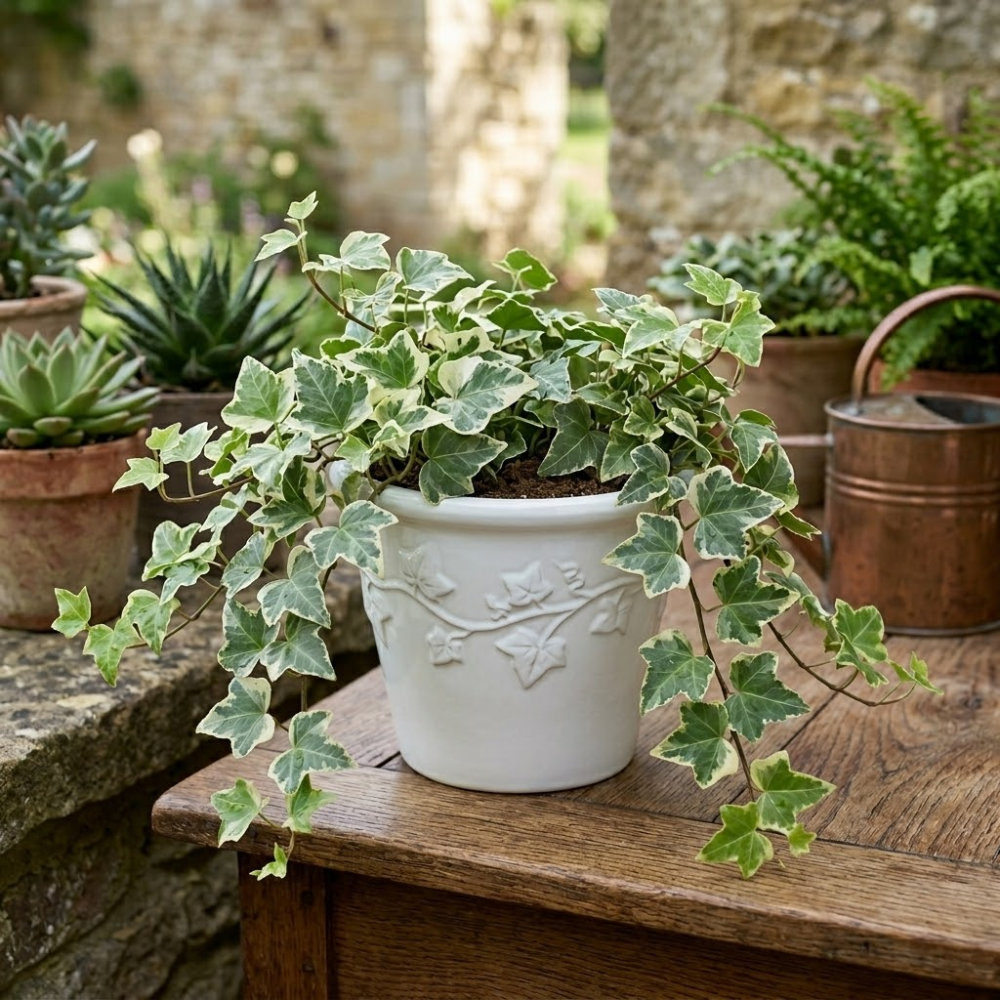 Glacier English Ivy Live Plants in 4” Inch Pot | Fast-Growing Variegated English Ivy Houseplant with Trailing Vines | Glacier English Ivy Indoor Plant for Hanging Planters & Indoor Landscaping