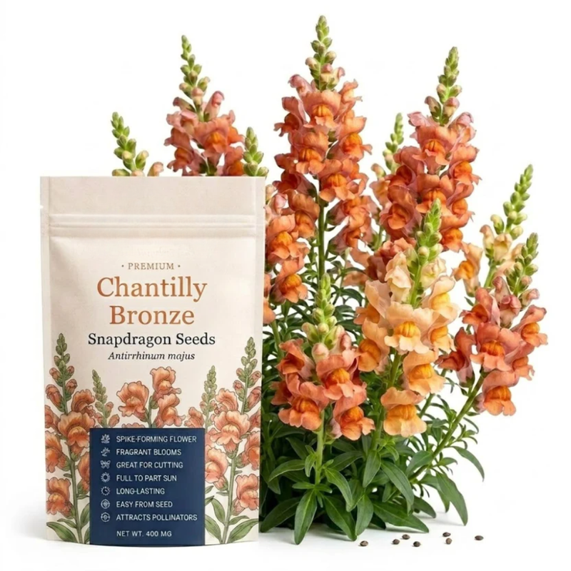 30 Pcs Chantilly Bronze Snapdragon Seeds, Heirloom Non-GMO Open-Faced Flowers, Sturdy Tall Stems for Cut Floral Bouquets