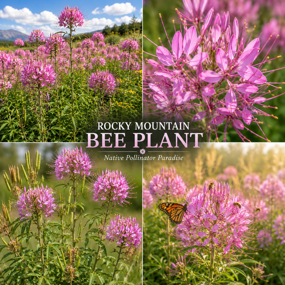 50 Pcs Rocky Mountain Bee Plant Seeds for Planting Outdoors, Non-GMO Heirloom Tall Flower Seeds, Low Maintenance Pink Blooms for Yard Borders