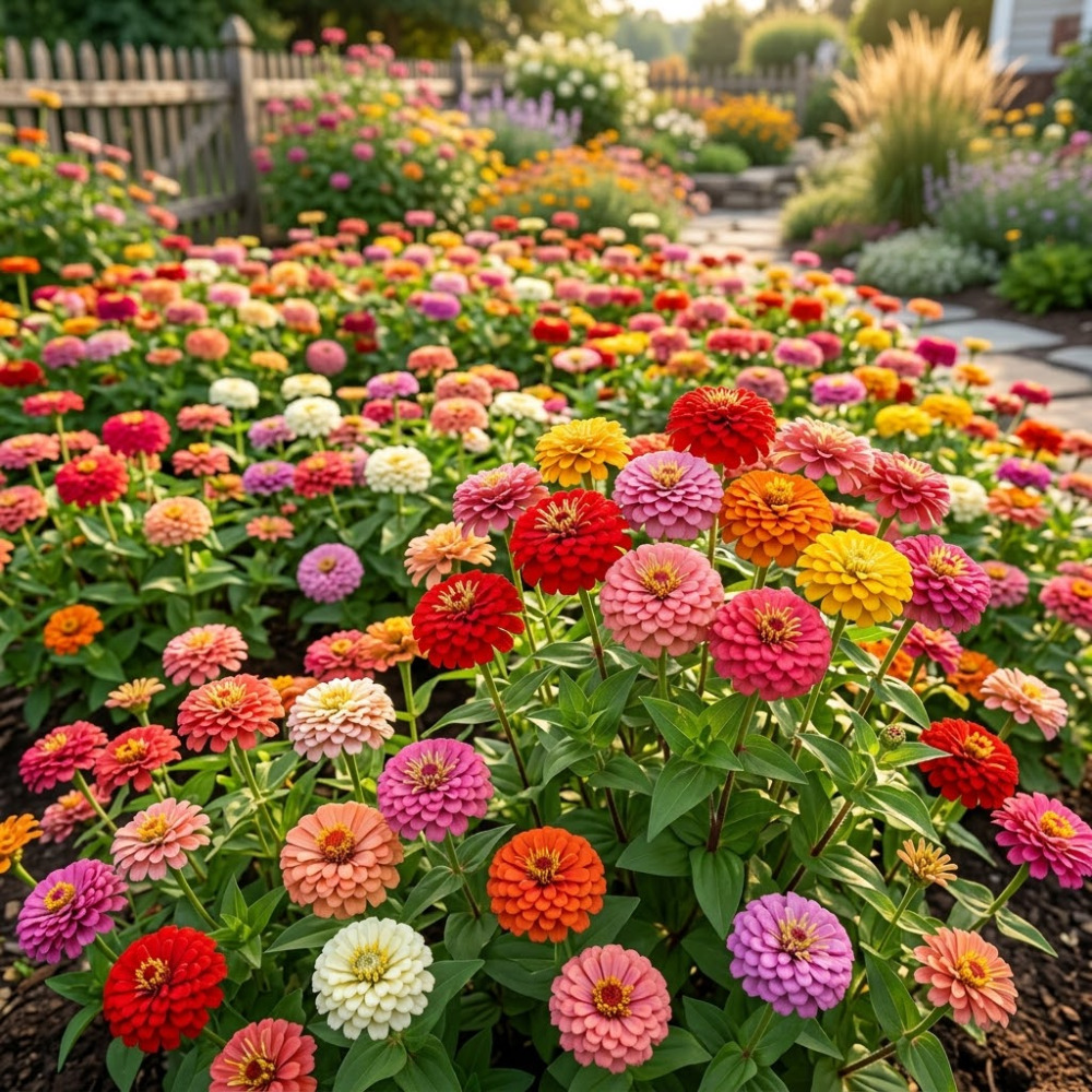 50 Dwarf Zinnia Seeds Lilliput Mixture for Planting Outdoors, Non-GMO Heirloom Flower Seeds, Low Maintenance Dwarf Pom-Pom Blooms for Patios & Gardens