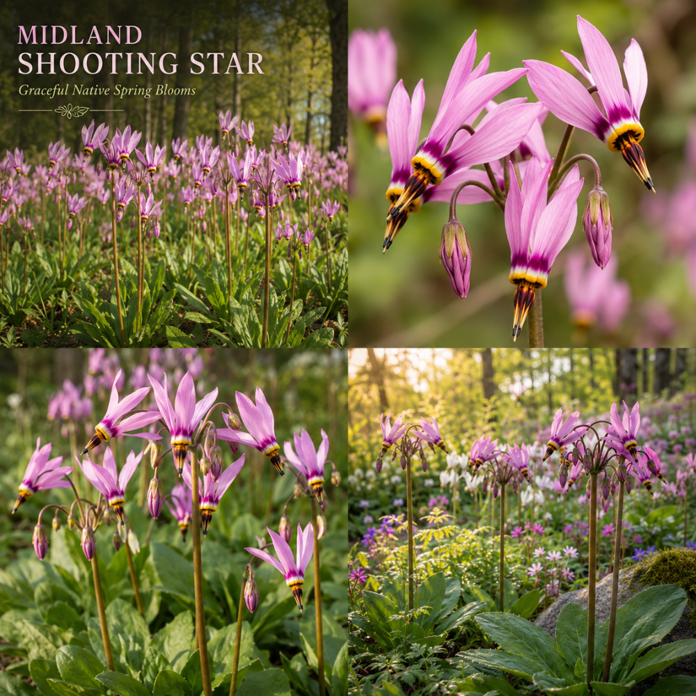 25 Pcs Midland Shooting Star Seeds for Planting Outdoors, Non-GMO Heirloom Perennial Flowers, Low Maintenance Pink & White Blooms for Woodland Gardens
