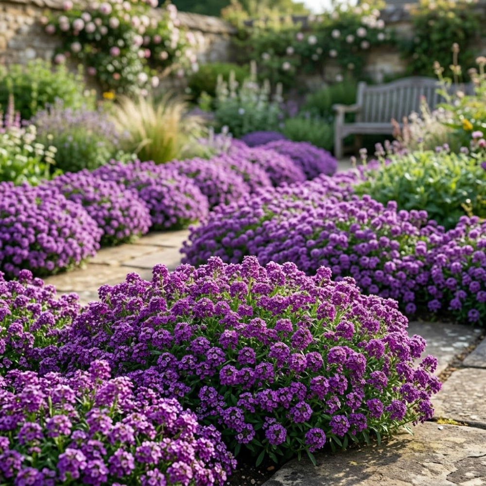 100 Alyssum Seeds for Planting, Vigorous Non-GMO Heirloom Violet Queen Seeds, Low Maintenance Fragrant Purple Blooms for Borders & Patios