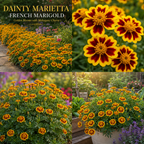 200 Pcs Dainty Marietta French Marigold Seeds for Planting Outdoors, Non-GMO Heirloom Dwarf Flowers, Low Maintenance Yellow & Maroon Blooms for Yard Borders