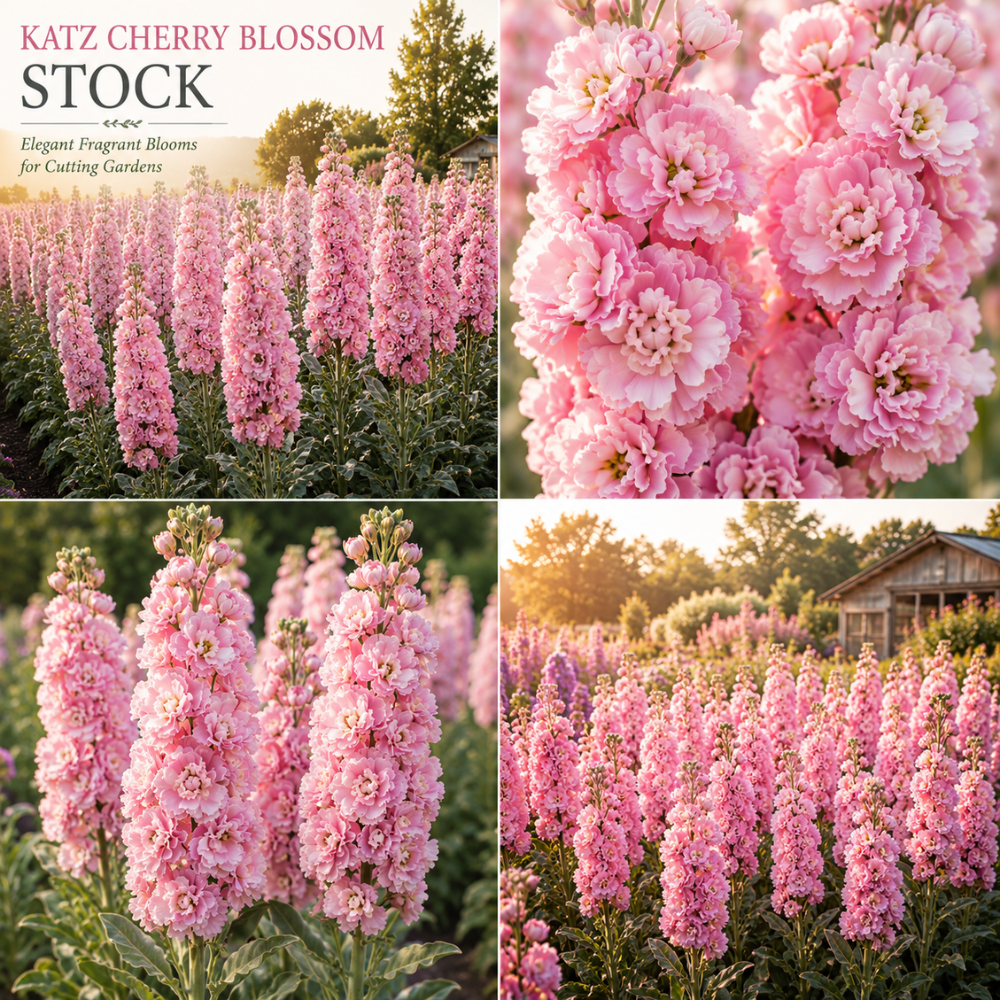 50 Pcs Stock Katz Cherry Blossom Seeds, Heirloom Non-GMO Annual, Low Maintenance Cold-Hardy Pastel Pink Blooms for Cut Floral Bouquets