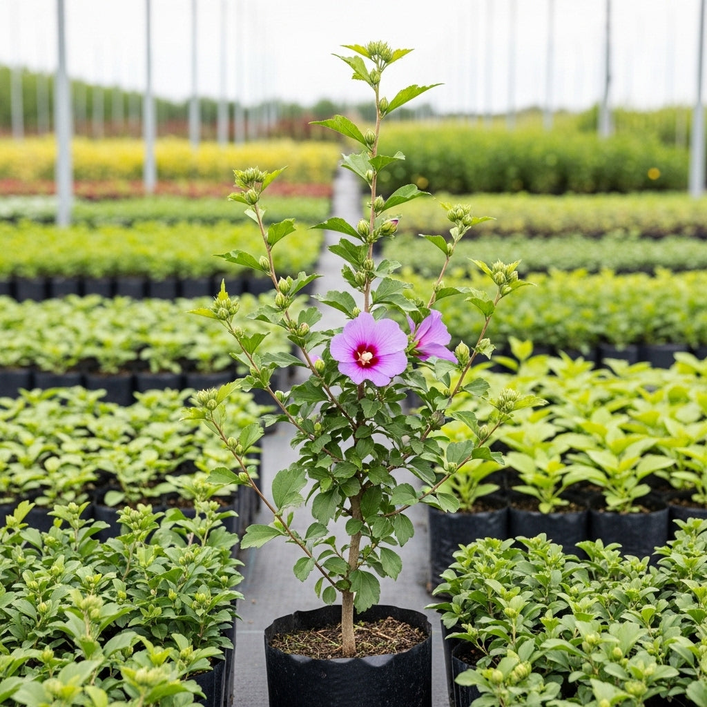 Purple Althea Live Plants - Rose of Sharon | 10-12 Inch Tall Flowering Trees in Gallon Pot | Hardy Hibiscus Shrubs for Outdoor Planting, Landscaping & Garden Beds