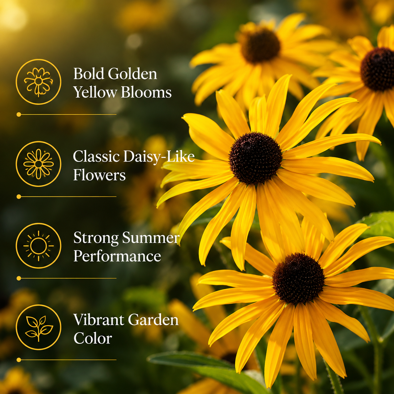 Rudbeckia Black Eyed Susan Seeds Perennial, 25 Pcs, Non GMO Wildflower Seeds, Vibrant Yellow Flowers for Backyard Landscape & Garden Borders