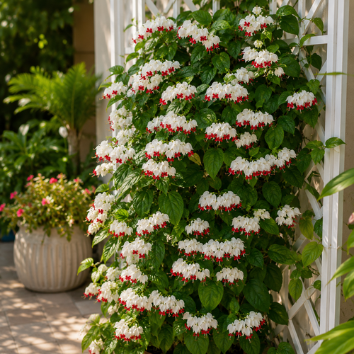 Bleeding Heart Plant Live | 3 to 4 Inch Tall | Clerodendrum Houseplant with White Blossoms, Ready for Plant Outdoor Garden or Patios, Pot Not Included