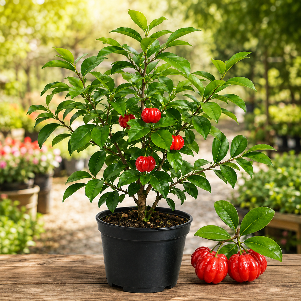 Surinam Cherry Live Plant | 2.5–3 Ft Cherry Tree | Well Rooted | Sweet-Tart Small Fruit Tree for Patio, Garden, or Container (No Ship to CA,HI,AK)