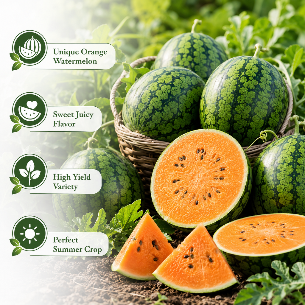15 Orange Tendersweet Watermelon Seeds, Non-GMO Citrullus lanatus Seeds, Tropical Flavor, Ideal for Garden Planting