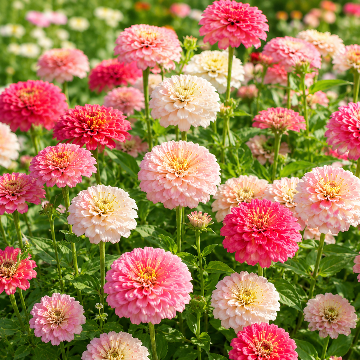 300 Strawberries and Cream Zinnia Seeds for Planting, Non GMO, Heirloom, Spectacular Long-Stemmed Double Flower Seeds, Ideal for Elegant Floral Arrangement & Gardens