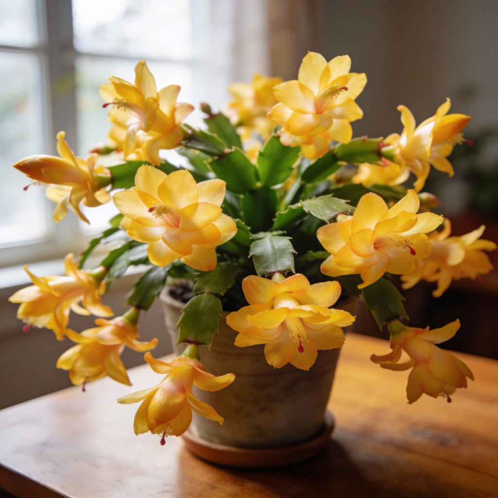 Christmas Cactus Plants Live – Yellow Bloom Variety | 3–4 Inch Pot | Low Maintenance Winter-Flowering Houseplant