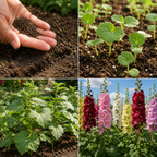 50 Hollyhock Summer Carnival Mix Flower Seeds, Easy Care, Vibrant Color Flowers for Vertical Garden Accents & Backyard Planting