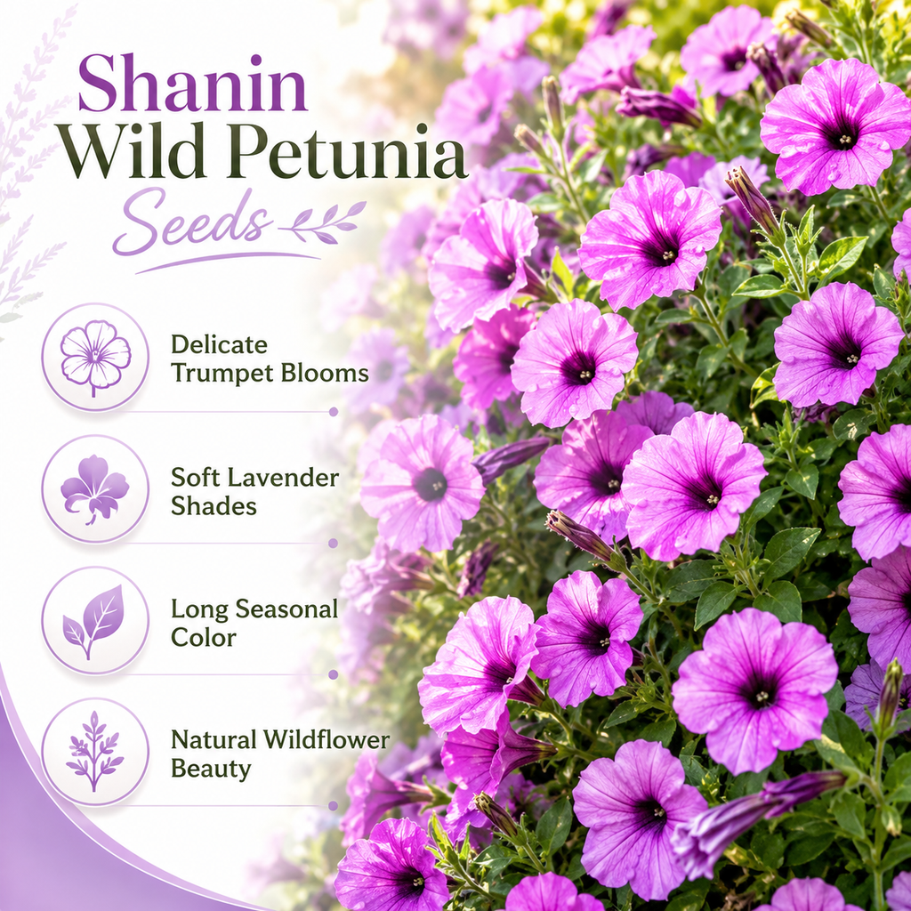 250 Shanin Wild Petunia Seeds, Non-GMO Ruellia humilis Seeds, Easy to Grow, Vibrant Lavender Purple Perennial Wildflower Seeds for Rock Gardens