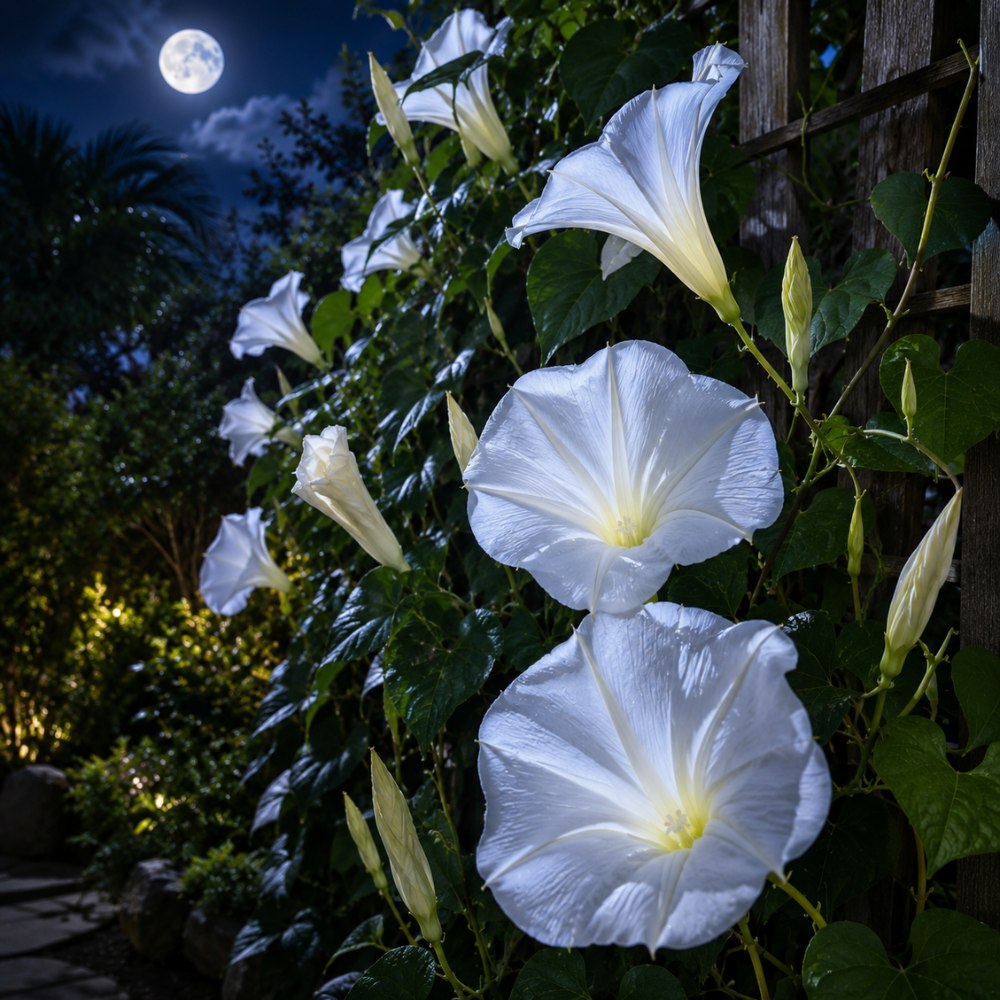 15 Pcs Moonflower Seeds, High Germination Climbing Vines for Planting, Low Maintenance Striking White Evening Blooms for Sunlit Gardens