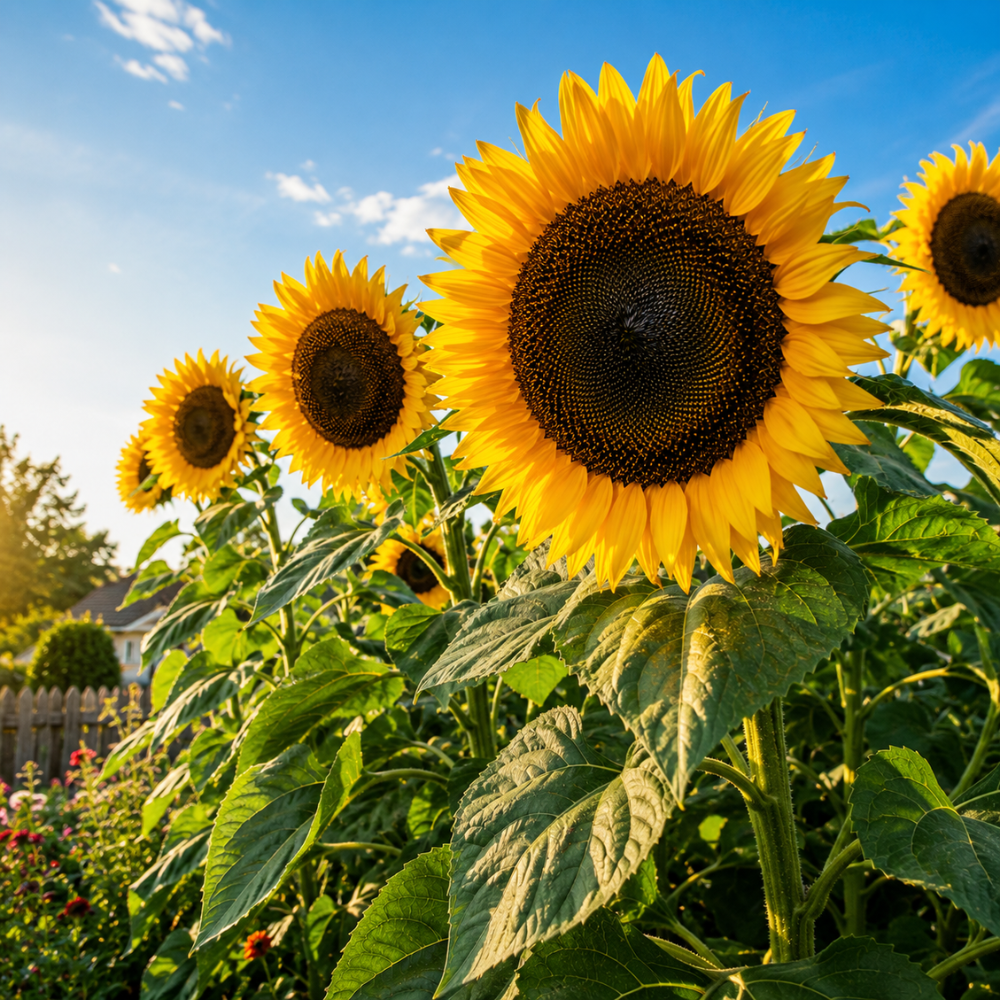 15 Mammoth Sunflower Seeds to Plant, Vigorous Non-GMO Heirloom Giant Flower Seeds, Sturdy Tall Stalks & Striking Large Yellow Blooms for Sunlit Yards