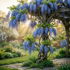 Blue Wisteria Tree, 2.5 Inch Pot, Potted Flowering Vine Starter, Fast Growing Purple-Blue Bloom Shrub for Garden and Patio