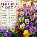 25 Sorbet Series Viola Mix Seeds for Planting Outdoors, Non-GMO Flower Seeds, Sturdy Low Maintenance Cold-Hardy Blooms for Patios