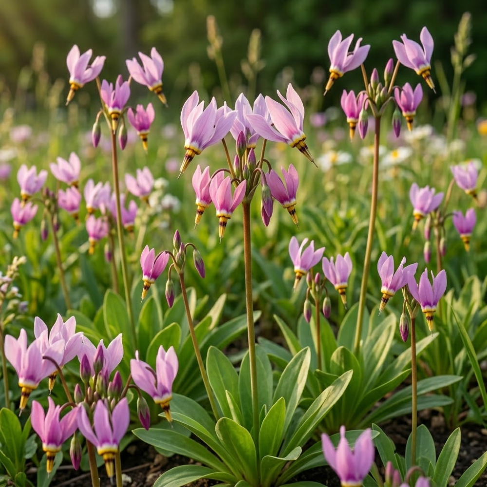 25 Pcs Midland Shooting Star Seeds for Planting Outdoors, Non-GMO Heirloom Perennial Flowers, Low Maintenance Pink & White Blooms for Woodland Gardens