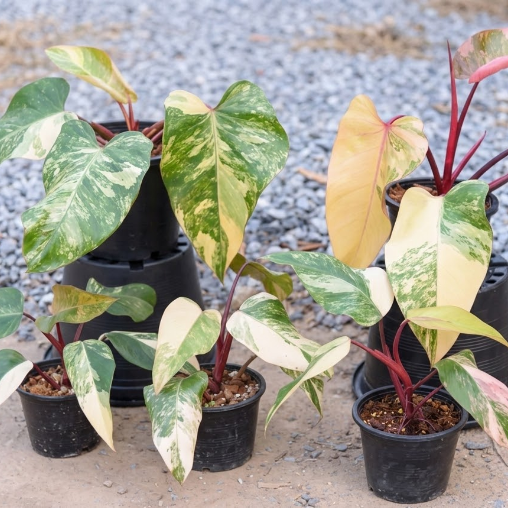 2 Thai Constellation Monstera Plant, Red Philodendron | 2 Collection Rare Houseplants| Size 4-6 Inc | Variegated Leaves Philodendron Plant | Unique Gift for Mom, Friend, Women, Her, Birthday Gifts
