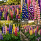 50 Pcs Lupine Seeds  Perennial, High Germination Rainbow Mix for Planting, Low Maintenance Tall Colorful Flowers for Sunlit Outdoor Gardens