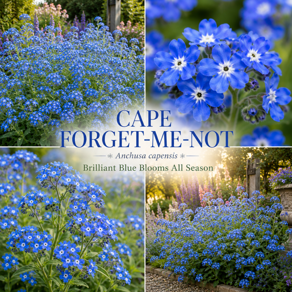 200 Pcs Cape Forget Me Not Seeds, Heirloom Non-GMO Summer Flowers, Low Maintenance Drought-Tolerant Blooms for Yard Borders
