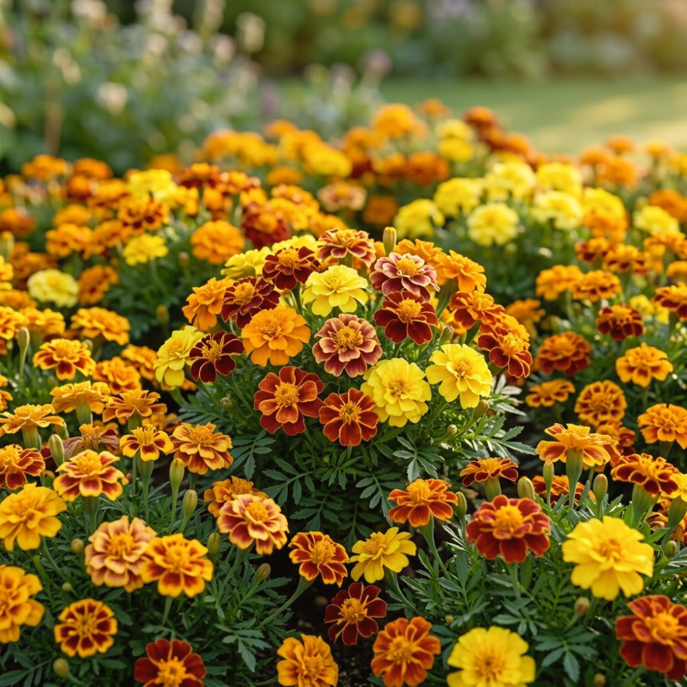 300 Pcs Petite French Marigold Seeds Mix for Planting Outdoors, Non-GMO Heirloom Dwarf Flowers, Low Maintenance Orange Yellow & Red Blooms for Yard Borders