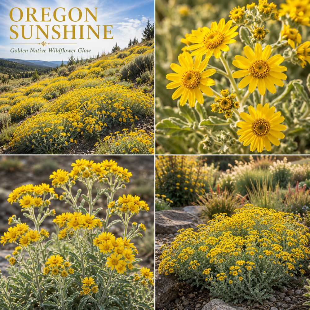 100 Pcs Oregon Sunshine Seeds for Planting Outdoors, Non-GMO Heirloom Yellow Floral Ground Cover, Cold-Hardy Blooms for Sunny Borders