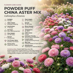 200 Pcs Powder Puff Aster Seeds Mix, Heirloom Non-GMO Annual, Low Maintenance Colorful Fluffy Blooms for Late Summer Yard Borders