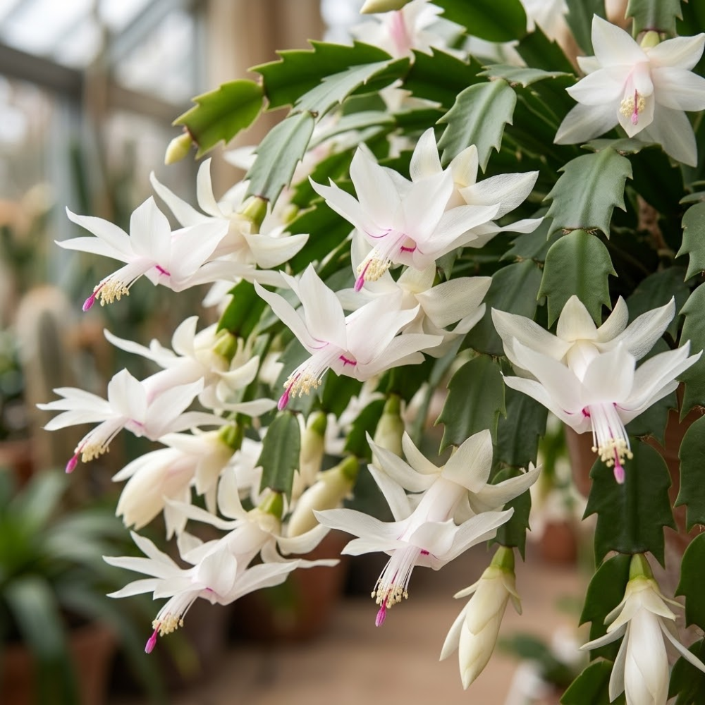 2 Purple Christmas Cactus Live Plant, 5-6 Inch Tall, Easy to Care Indoor Winter Houseplant for Office Desk and Patio Decor, Vigorous Live Holiday Plant