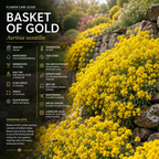100 Pcs Basket of Gold Alyssum Seeds, Heirloom Non-GMO Perennial Flowers, Low Maintenance Cold-Hardy Yellow Blooms for Rock Gardens
