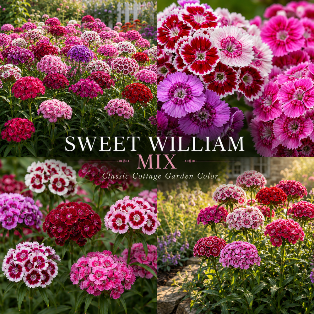 250 Pcs Sweet William Seeds Mix for Planting Outdoors, Non-GMO Heirloom Flowers, Low Maintenance Fragrant Pink & Red Blooms for Yard Borders