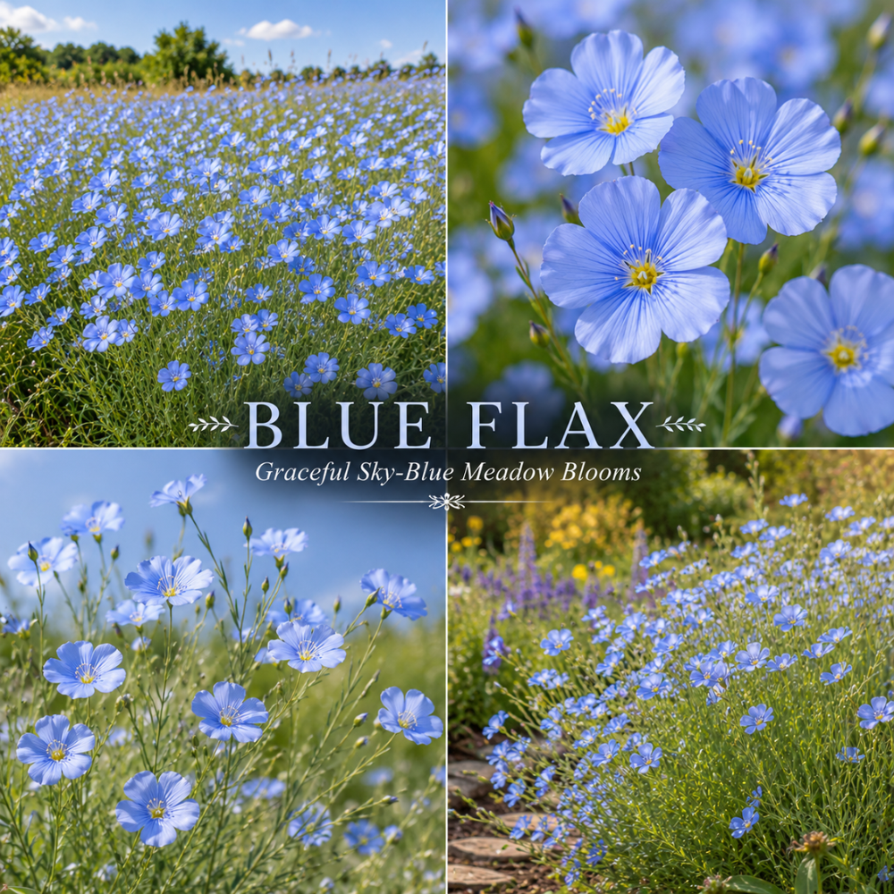 350 Pcs Blue Flax Seeds, Heirloom Non-GMO Perennial Flowers, Low Maintenance True Blue Blooms for Yard Borders