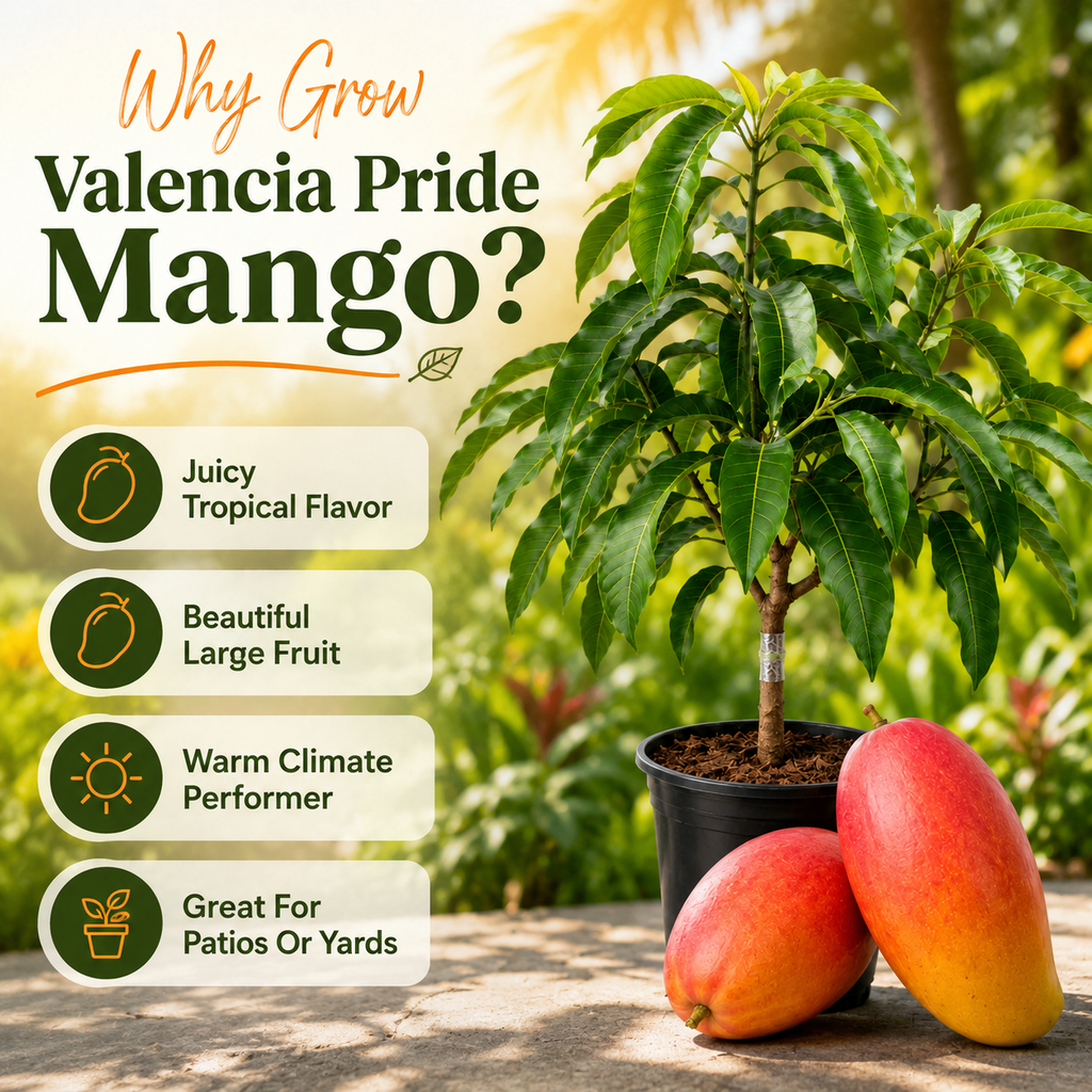Valencia Pride Yellow Mango Plant 2.5–3 Ft | Live Mango Fruit Tree | Fast-Growing Tropical Variety for Outdoor Growing & Container Gardening (No Ship to CA, HI, AK)