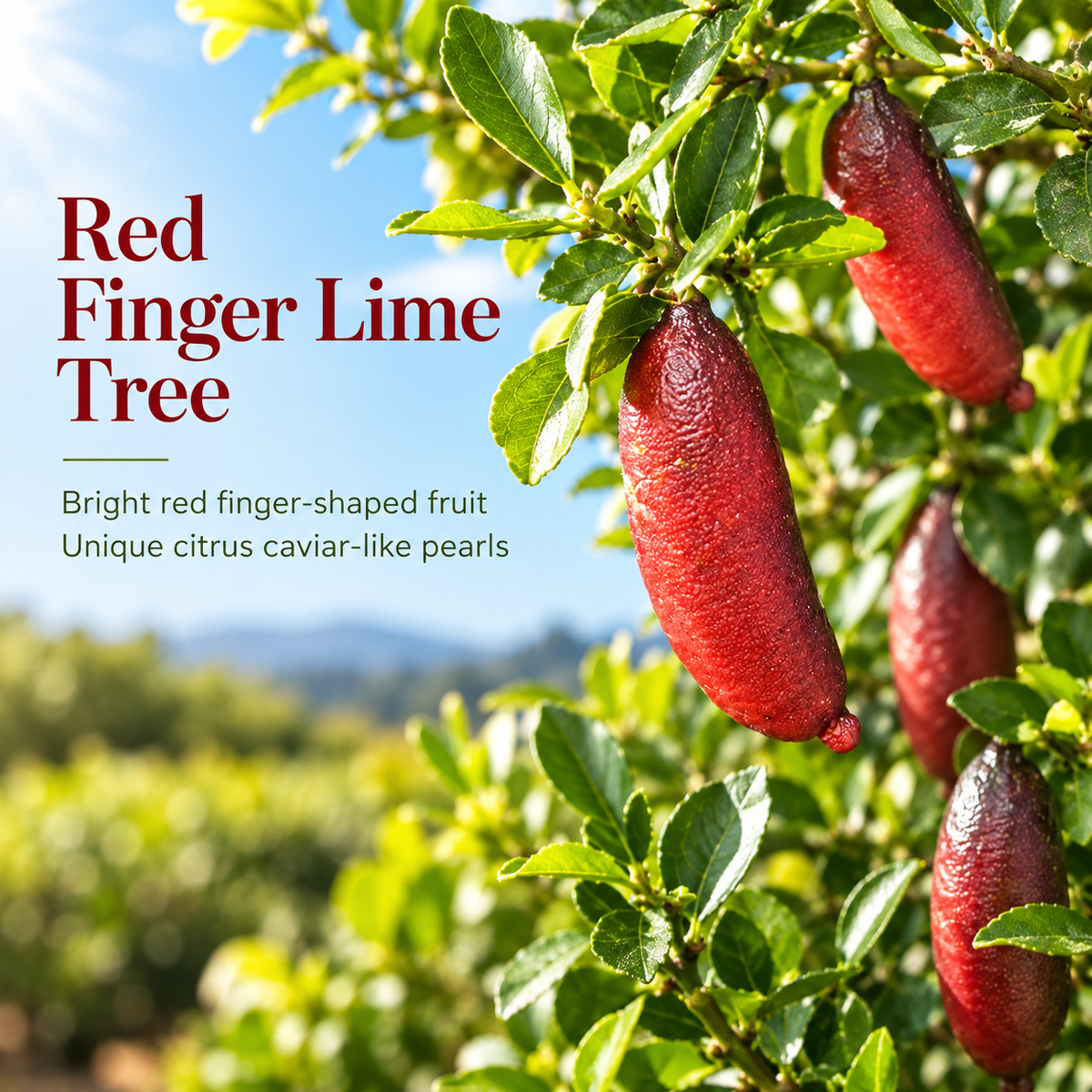Red Finger Lime Trees Live Plants | 1 Gallon Live Potted Citrus Tree | Citrusy Juicy Fruit for Cooking, Juicing & Home Gardening (No Ship to CA,HI,AK)