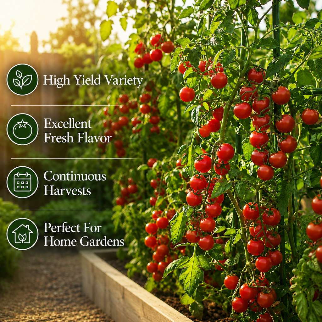 100 Large Red Cherry Tomato Seeds, Heirloom, Non-GMO Vegetable Seeds, Charming Heavy-Bearing Garden Accent, Ideal for Raised Bed Gardens, Pots and Trellises