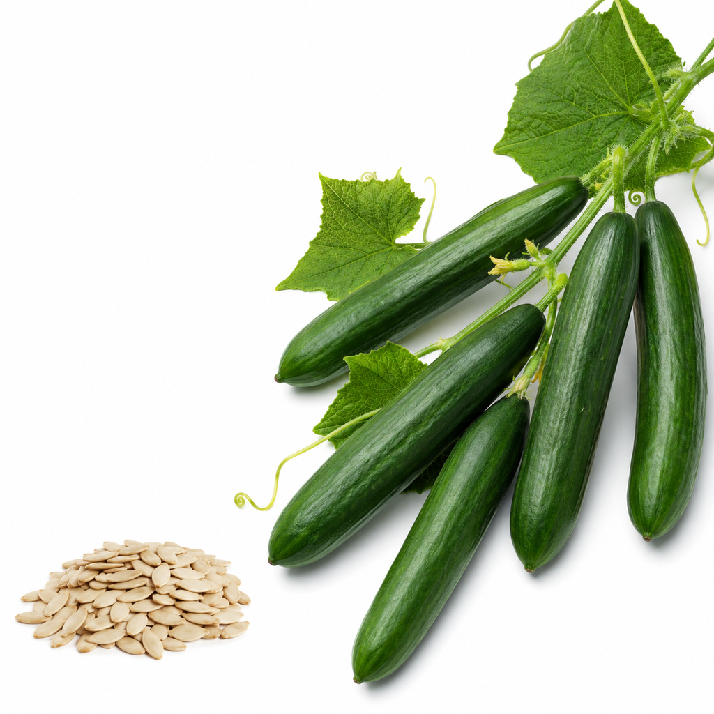 50 Tendergreen Burpless Cucumber Seeds, Non-GMO, Crispy Sweet Cucumber Vegetable Seeds, Fast Growing Summer Crop for Garden Trellis