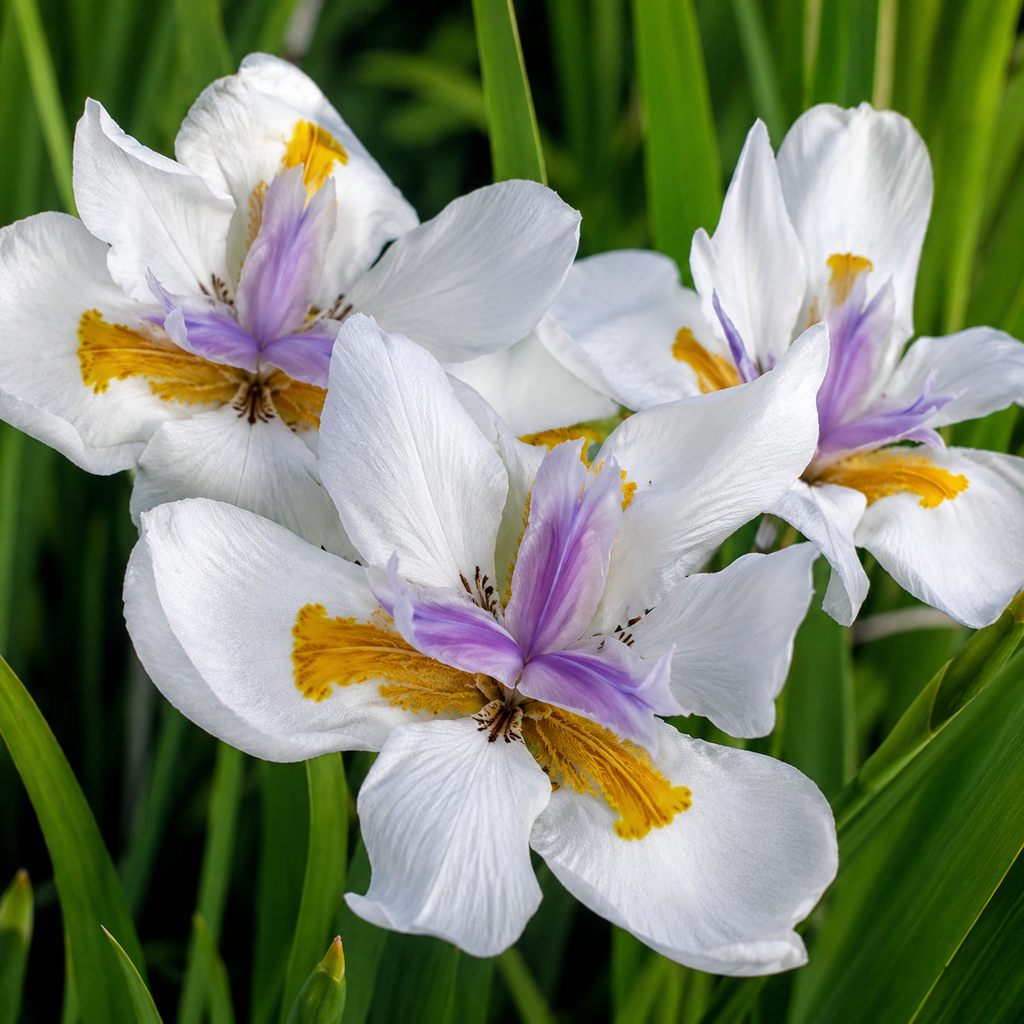 Iris Plants Live, 4-8" Tall African White Iris Plant, Fast Growing, Elegant White Flowers, for Walkway Borders and Patio Pots