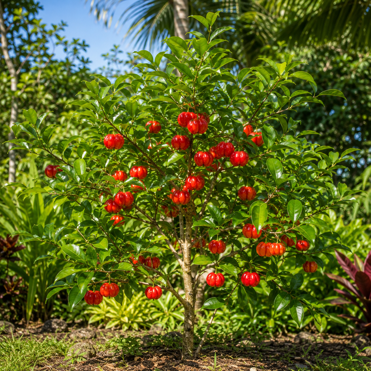 Surinam Cherry Live Plant | 2.5–3 Ft Cherry Tree | Well Rooted | Sweet-Tart Small Fruit Tree for Patio, Garden, or Container (No Ship to CA,HI,AK)
