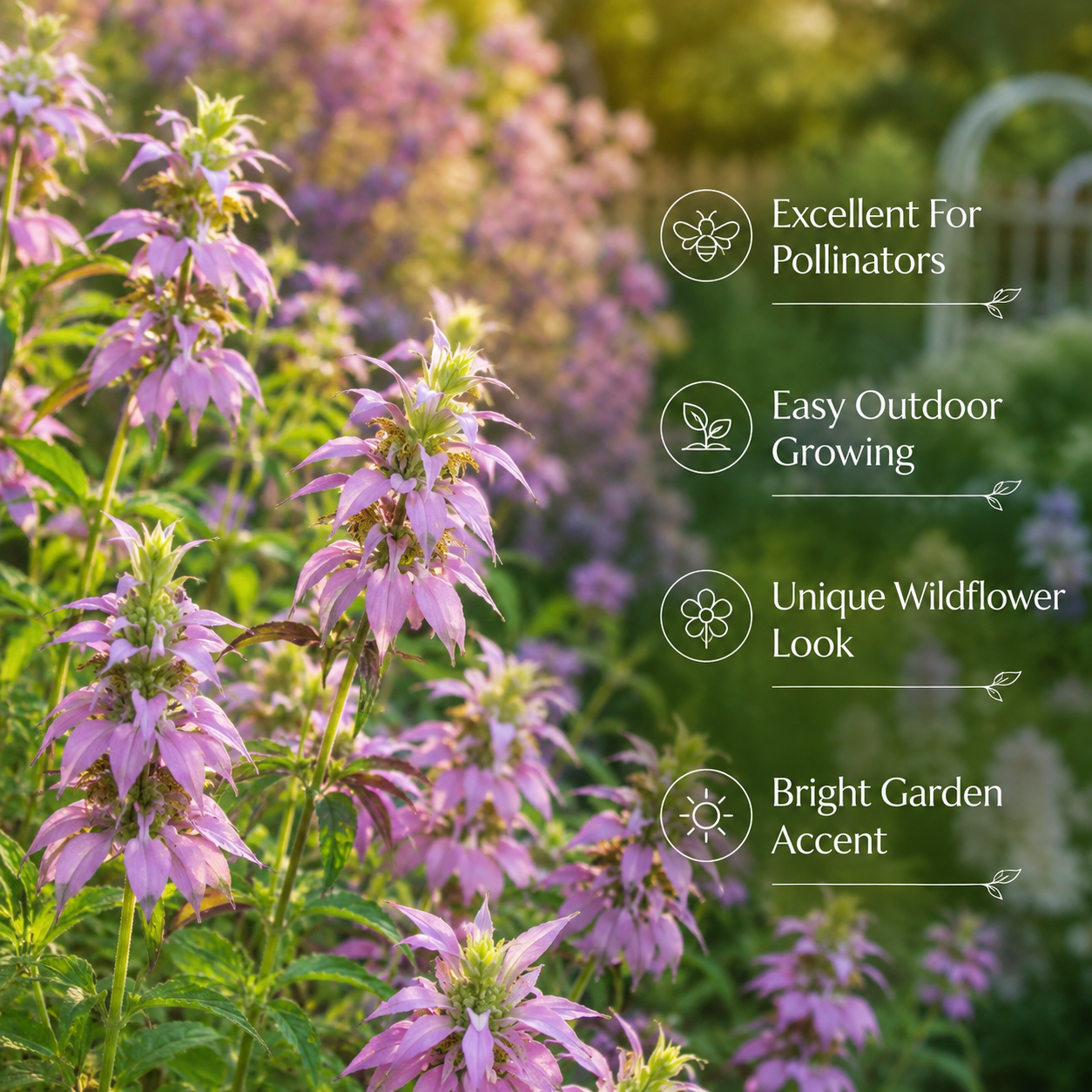 100 Spotted Bee Balm Seeds for Planting, Heirloom, Drought Tolerant, Purple Bee Balm Perennial Wildflower Seeds for Shade & Sun Backyard Landscape
