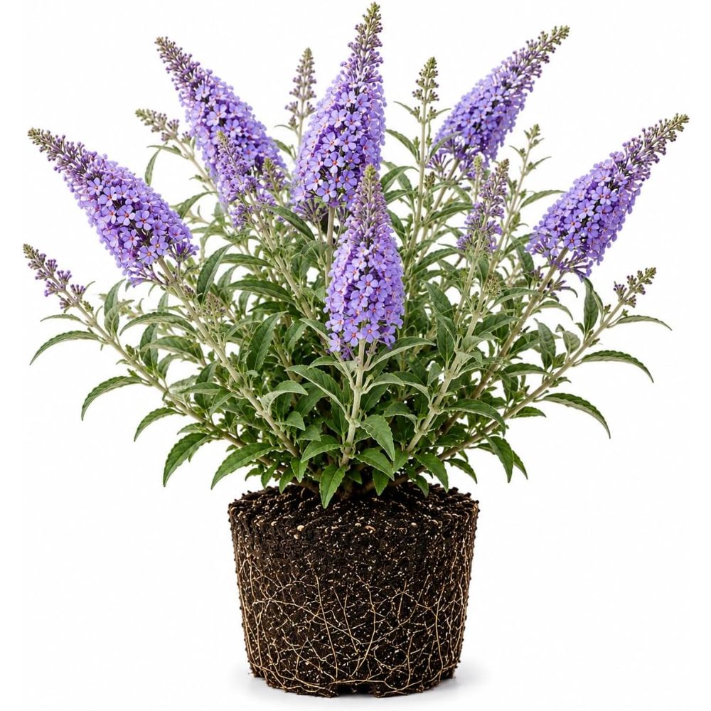 Butterfly Bush Live Plant – Raspberry Buddleia, 4-6 Inch Tall Starter, Vibrant Pink-Red Flowering Shrub for Backyard and Garden Rows